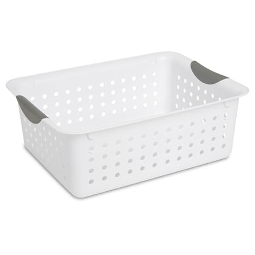 Sterilite 12-Pack Medium Ultra Basket, Open Top Plastic Storage Organizer, White - Classic Baskets for Organizing Countertops, Pantry Shelves, Kitchen Cabinets, Laundry Rooms or Home Offices | Amazon (US)