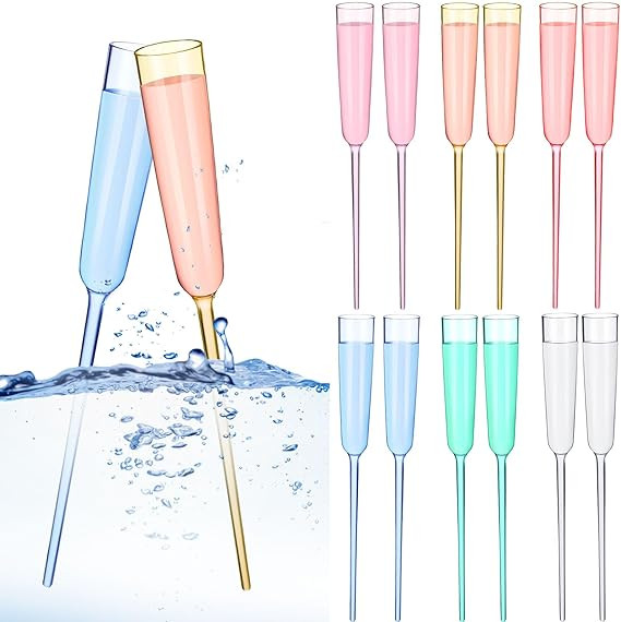 12pcs Floating Wine Glass for Pool 6oz Acrylic Champagne Flutes Unbreakable Stemware Party Drinki... | Amazon (US)
