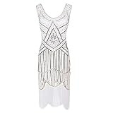1920s Sequin Fringed Paisley Flapper Dress With 20s Accessories Set Xs,White Dress,XS | Amazon (US)
