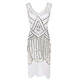 1920s Sequin Fringed Paisley Flapper Dress With 20s Accessories Set Xs,White Dress,XS | Amazon (US)