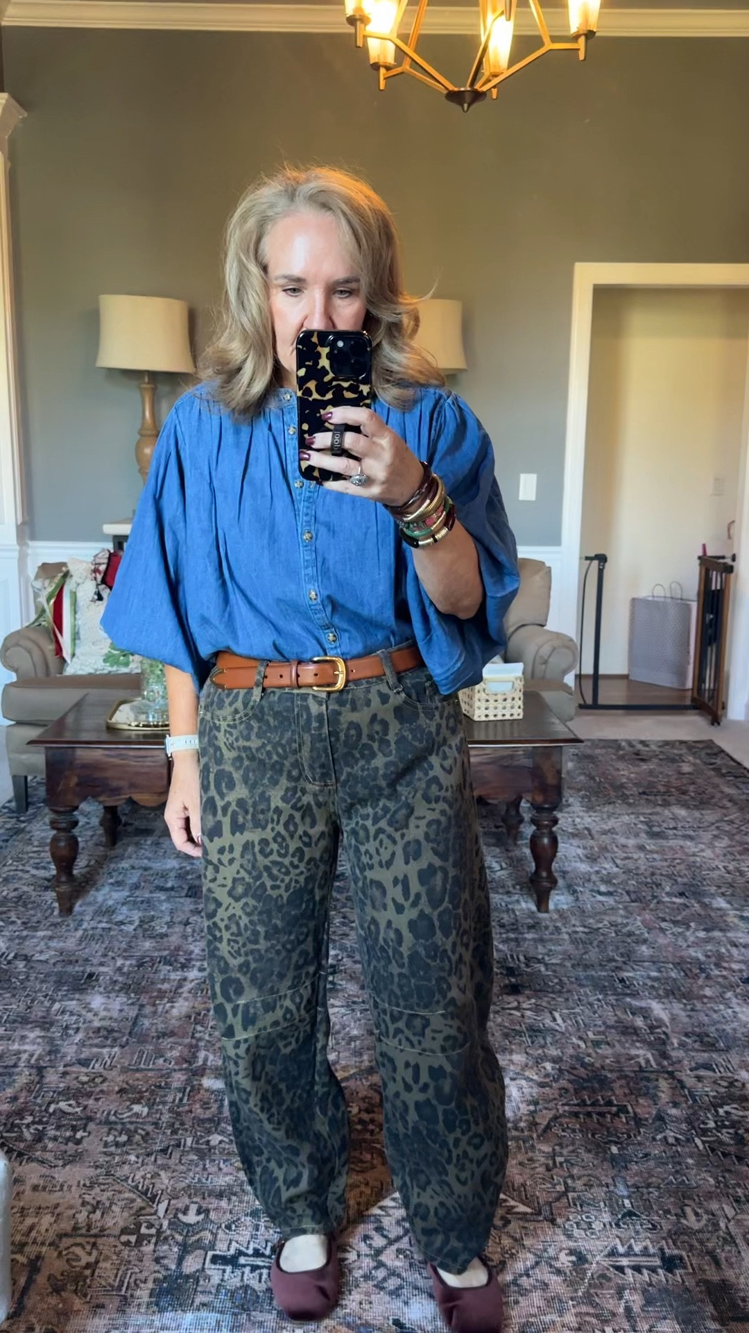 Denim shirt, size medium jeans or size large. Order two sizes in the jeans and you can return the one that doesn’t work.

Birdies  flats are very comfortable and have good arch support 

Combining two different sets from Allie and Bess bracelet stacks. Use my code NANETTE20  for 20% off.

Amazon jeans barrel jeans leopard barrel jeans Anthropologie batwing denim shirt Thanksgiving outfit 

#LTKMidsize #LTKFindsUnder100 #LTKOver40