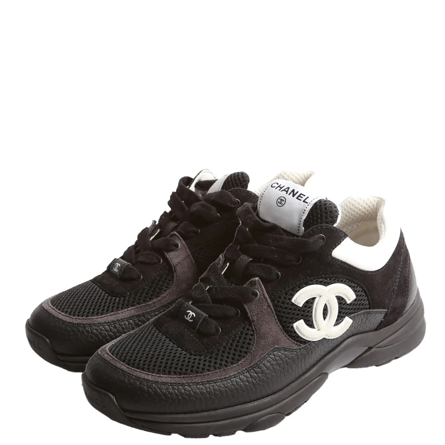CC Sneakers Mesh/Suede/Calfskin Size 39 Black | Keeks Designer Handbags