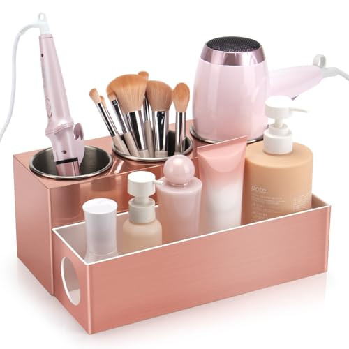 GFWARE Hair Tool Organizer - Bathroom Vanity Organizers and Storage, Hair Styling Accessories Hot Tools Organizer Hair Dryer, Blow Dryer, Curling Iron, Flat Iron, Hair Straightener, Pink | Amazon (US)