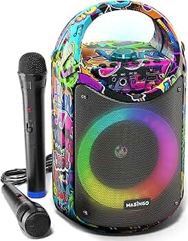 MASINGO 2023 NEW Bluetooth Karaoke Machine for Adults and Kids with 1 Wireless Karaoke Microphone... | Amazon (US)