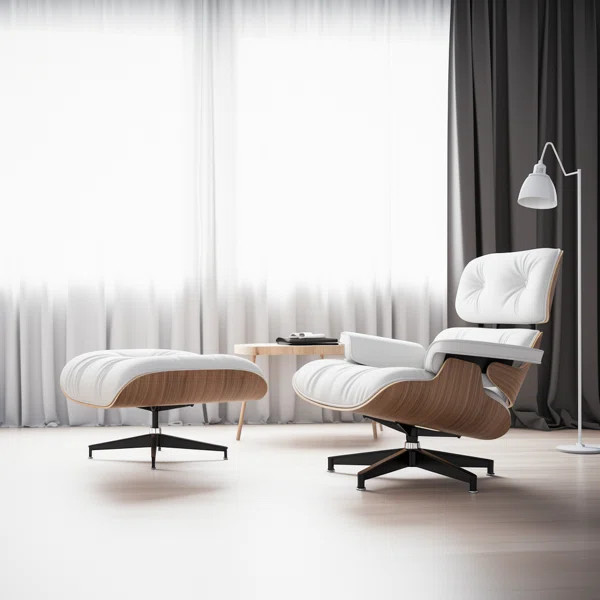 Leather Swivel Accent Chair with Ottoman | Wayfair North America