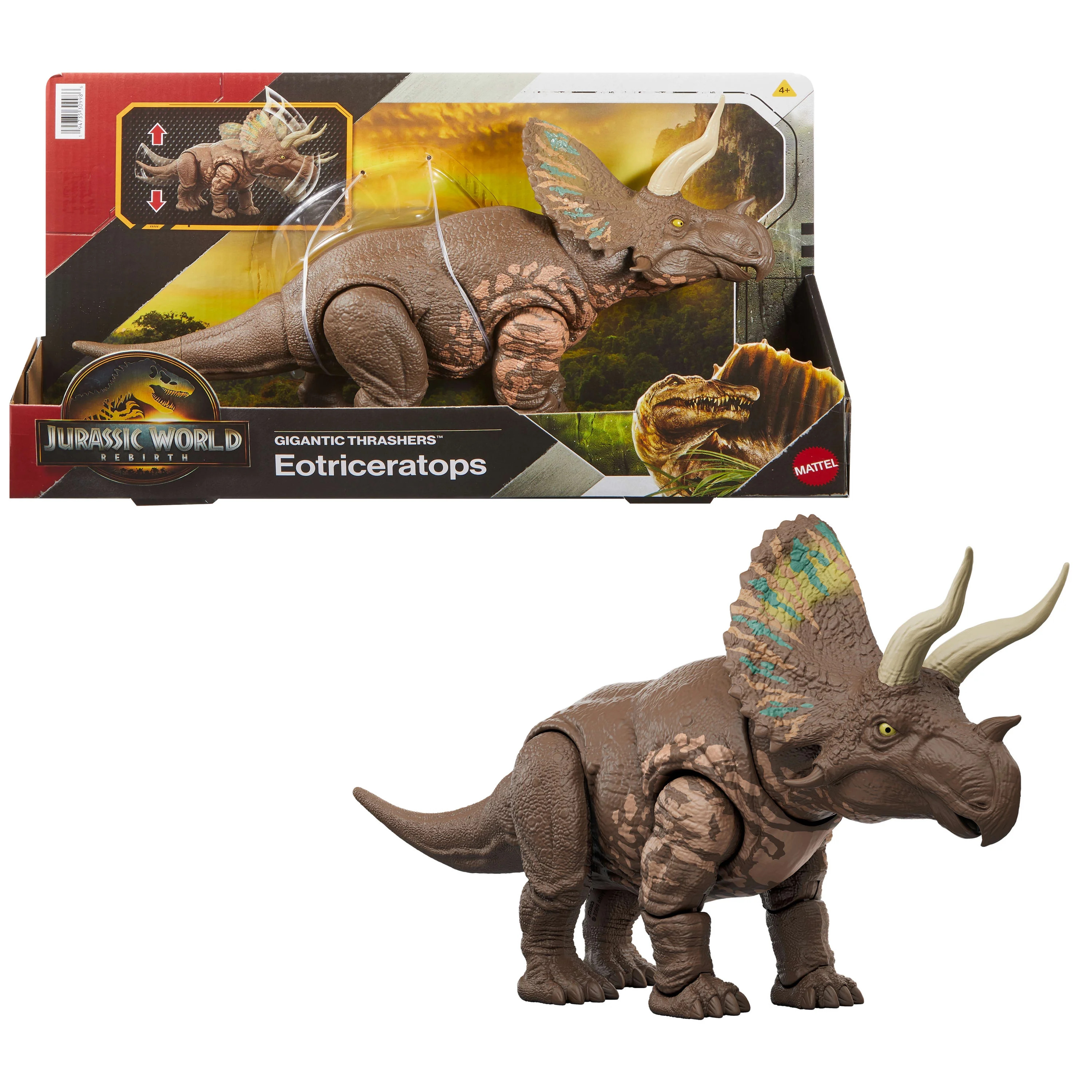 Jurassic World Rebirth Gigantic Thrashers Eotriceratops Dinosaur Figure Toy, Tail Activated Attac... | Walmart (US)