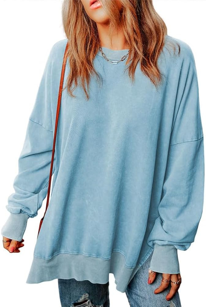SHEWIN Womens Sweatshirt Casual Long Sleeve Crewneck Lightweight Pullover Tops Loose Sweatshirts | Amazon (US)
