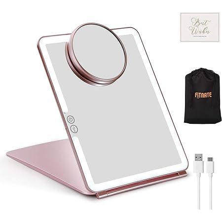 deweisn Folding Travel Mirror Lighted Makeup Mirror with 72 LEDs 3 Colors Light Modes, USB Rechar... | Amazon (US)