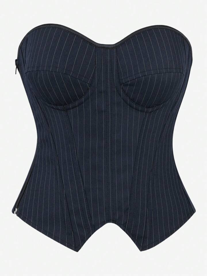Overbust Corset Top Bustier Striped With Cups, Strapless Women Tight Shapewear Bodysuits For Slim... | SHEIN