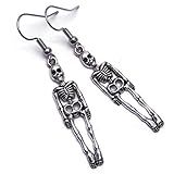 Skeleton Halloween Earrings - Long Tibetan Charms on Nickel free Silver Tone Hooks | Amazon (US)