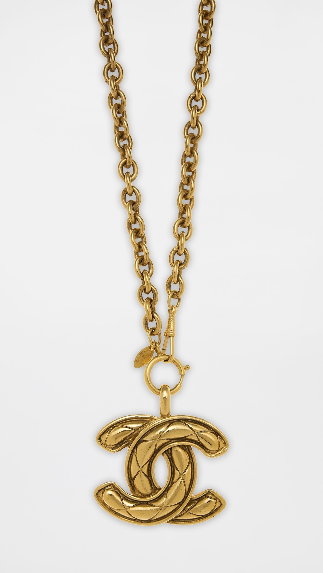 Chanel Gold Quilted CC Necklace | Shopbop