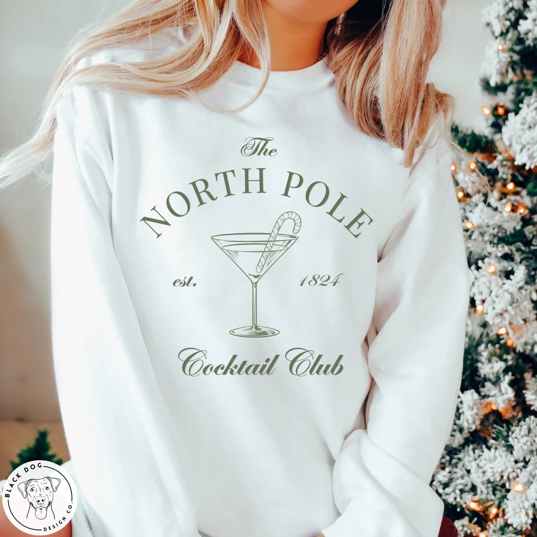 Christmas Sweatshirt North Pole Cocktail Club Sweatshirt - Etsy | Etsy (US)