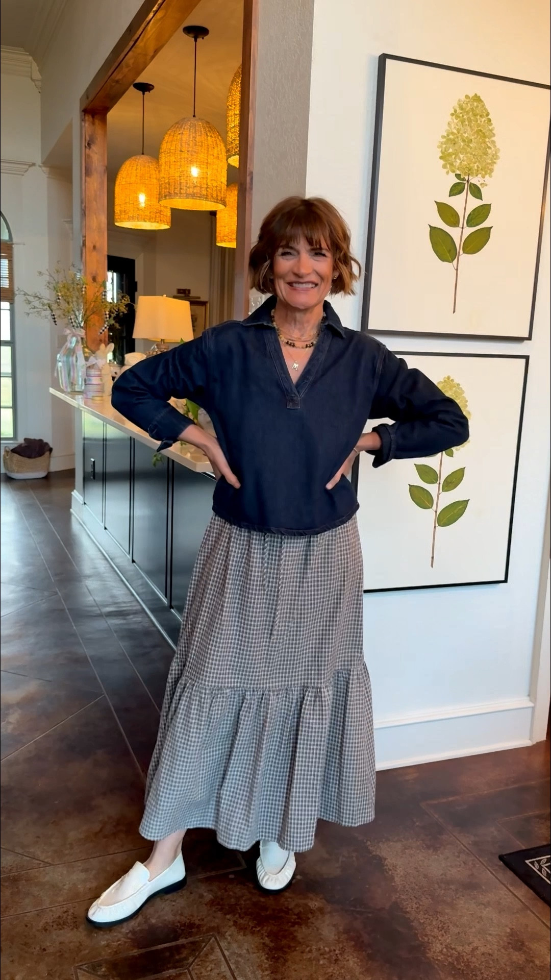 GRWM, gingham dress, denim top, loafers

#LTKgrwm #LTKootd