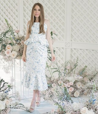 Antonio Melani x Born on Fifth Pippa Floral Square Neck Sleeveless Tie Shoulder Peplum Midi Dress... | Dillards