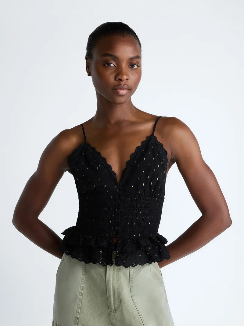 Scoop Women\u2019s Smocked Eyelet Tank Top, Sizes XS-XXL | Walmart (US)