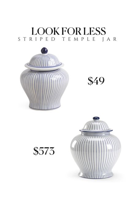 Blue and white striped ginger jar look for less temple jars 

#LTKsalealert #LTKhome #LTKfindsunder50