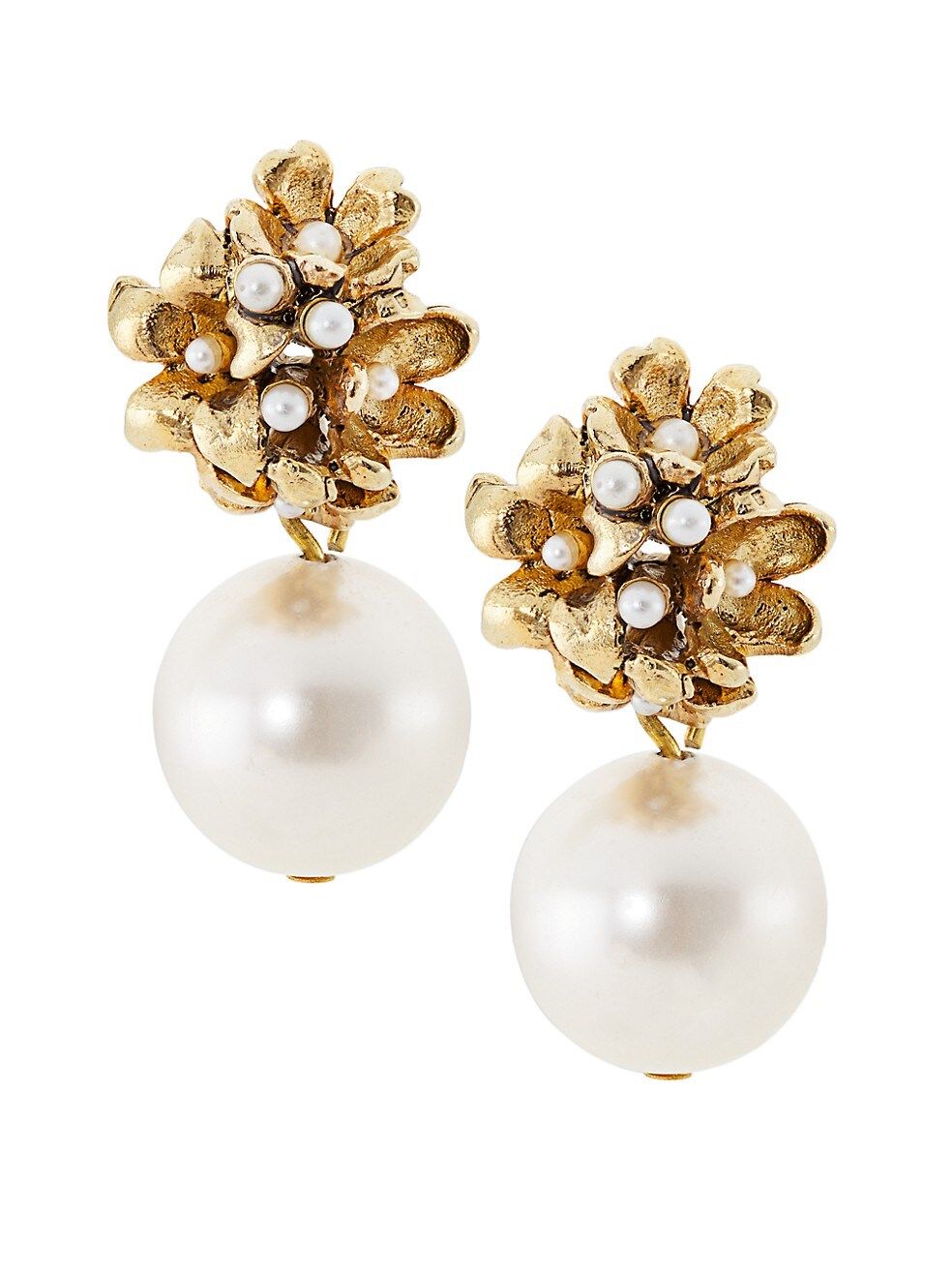 Oscar de la Renta Goldtone &amp; Imitation Pearl Drop Earrings | Saks Fifth Avenue
