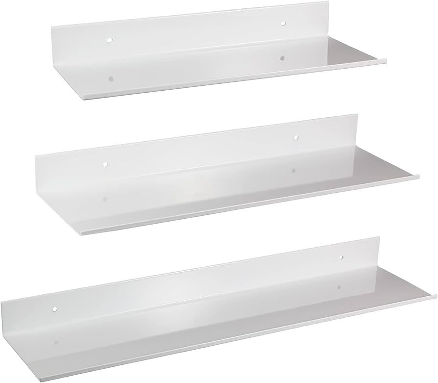 LAIGOO 3 Set White Floating Shelves, Makeup Organizer Wall Mounted Bathroom Wall Shelves Countert... | Amazon (US)