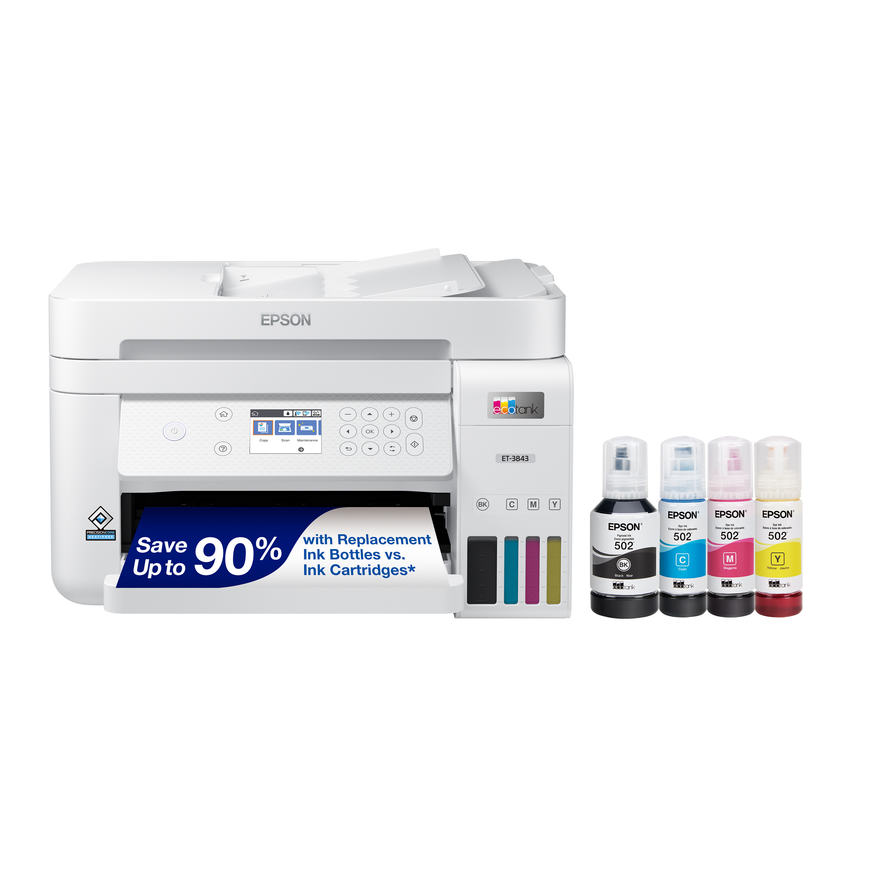 EcoTank ET-3843 Wireless Color All-in-One Cartridge-Free Supertank Printer with Scanner, Copier, ... | Walmart (US)