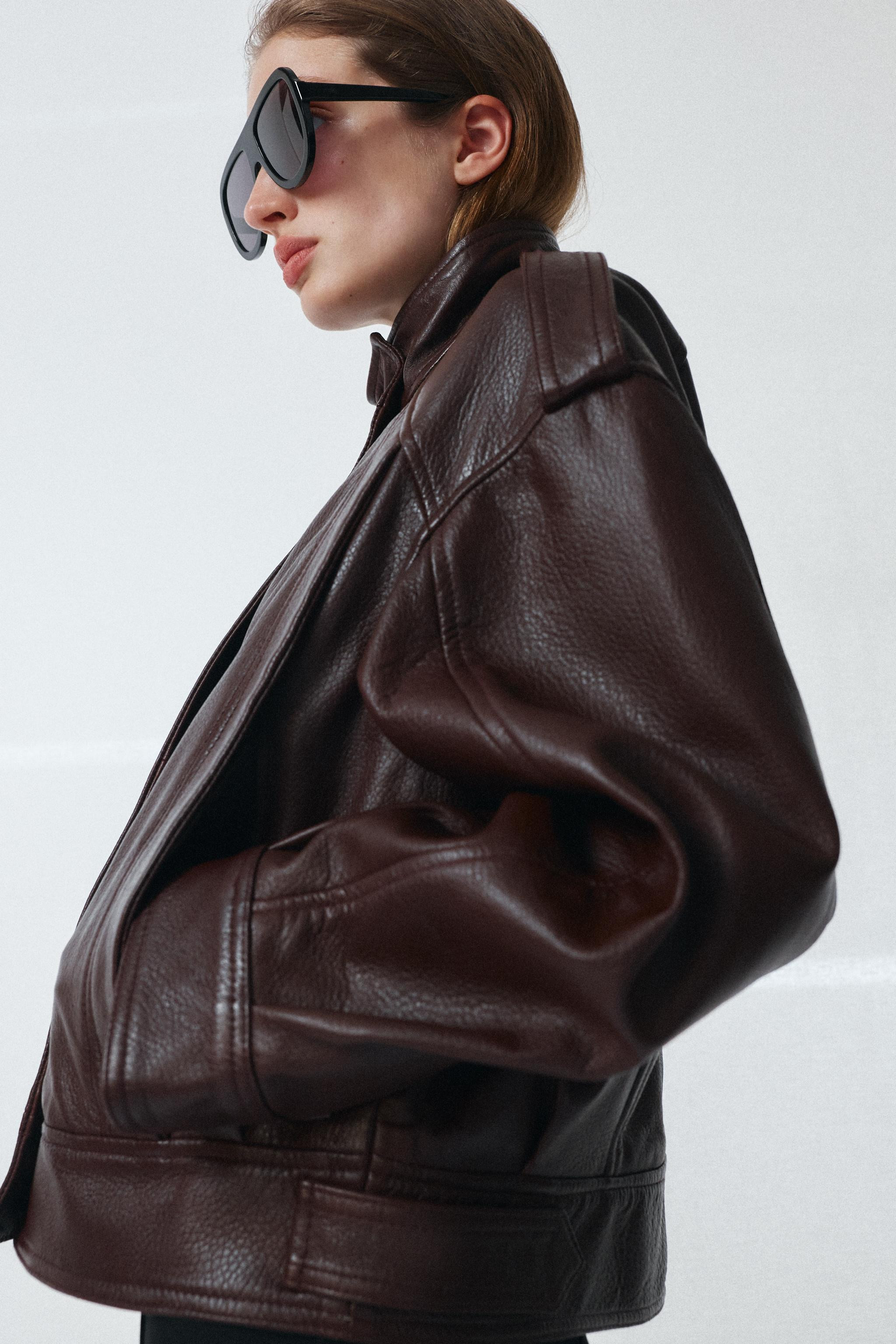100% LEATHER BOMBER JACKET ZW COLLECTION LIMITED EDITION | Zara AU