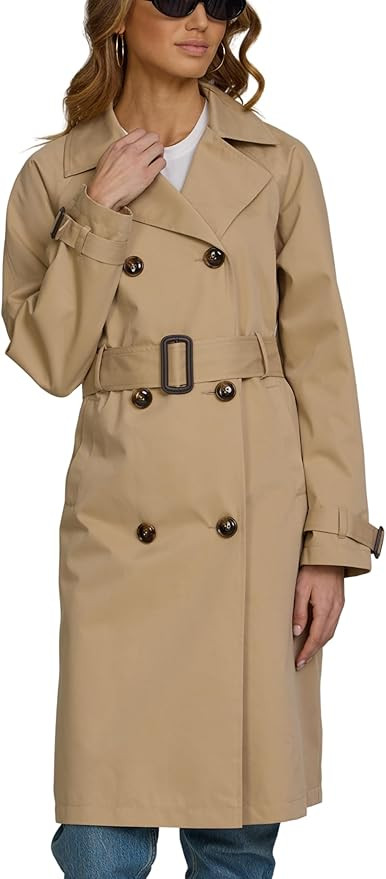 Steve Madden Long Lapel Trench Coat for Women – Double-Breasted Womens Trench Coats, Belted Tai... | Amazon (US)