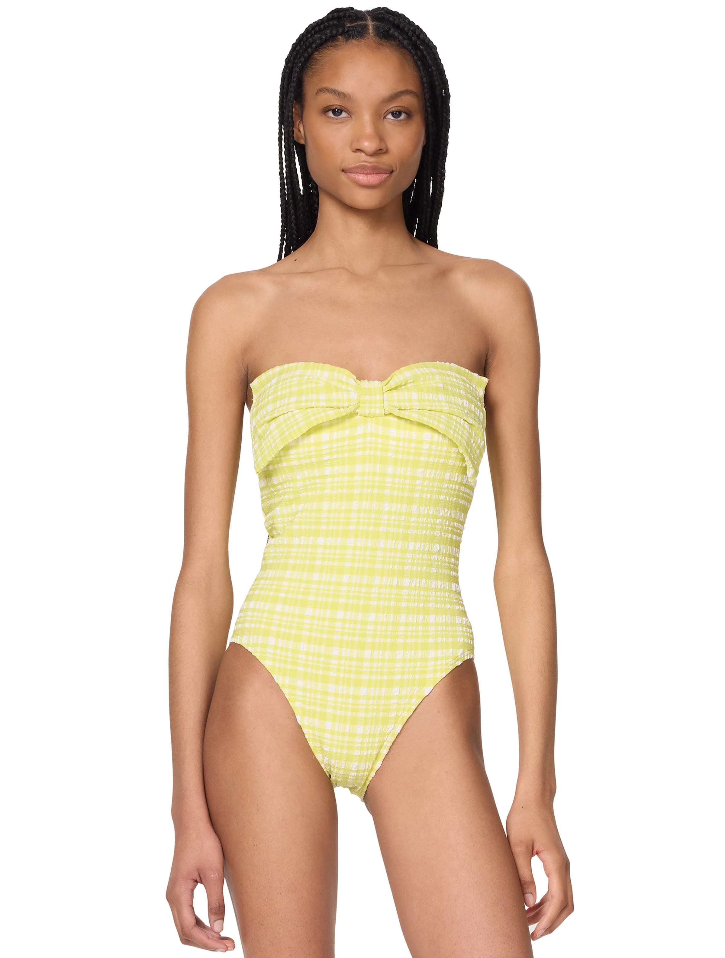 kate spade new york Bow One Piece Swimsuit - Ocean Plaid | Beach2Ocean