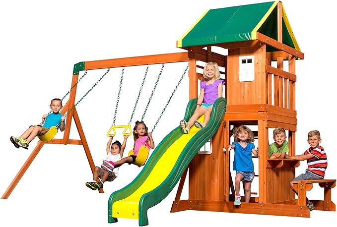 Backyard Discovery Oakmont All Cedar Wood Playset Swing Set | Amazon (US)