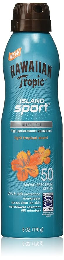 Hawaiian Tropic Island Sport Sunscreen Spray in SPF 50 Coconut, 6 Ounce | Amazon (US)