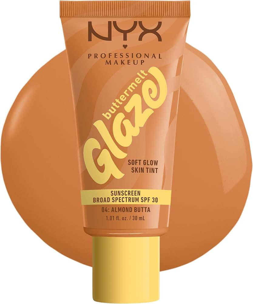NYX PROFESSIONAL MAKEUP Buttermelt Glaze Soft Glow Skin Tint + SPF 30, Up To 12HR Wear, 04 Almond... | Amazon (US)