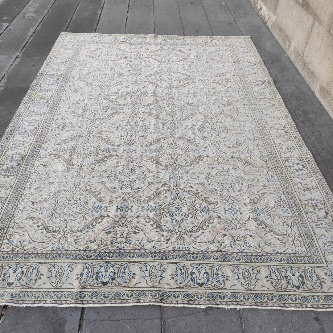 Lovely Vintage Turkish Oversized Kayseri Area Rug: 6x9 Pastel Anatolian Carpet - Etsy | Etsy (Global)