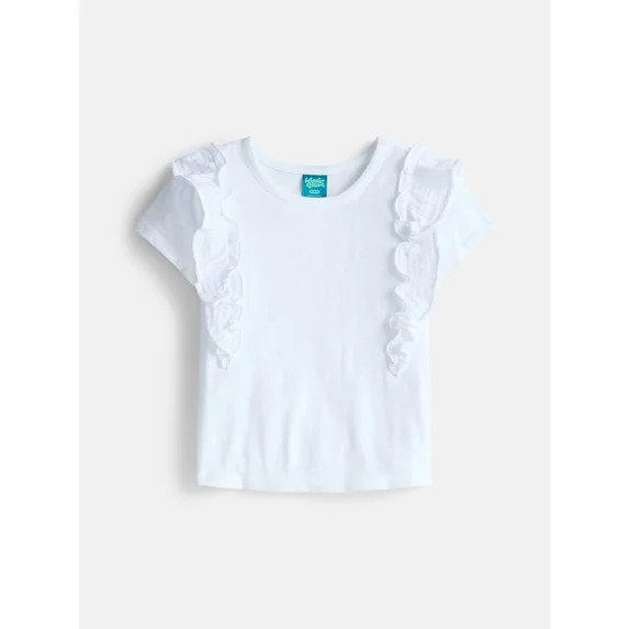 Wonder Nation Girls Cotton Top with Ruffle Sleeves, Sizes 4-18 & Plus | Walmart (US)