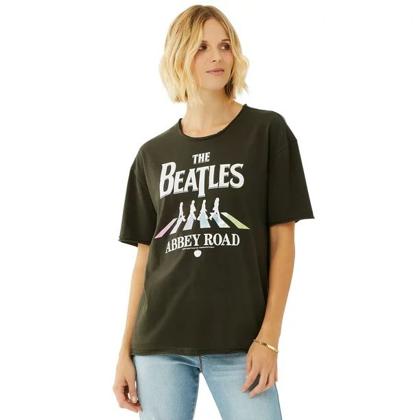 Scoop Women’s Beatles Abbey Road Crewneck Boyfriend T-Shirt | Walmart (US)