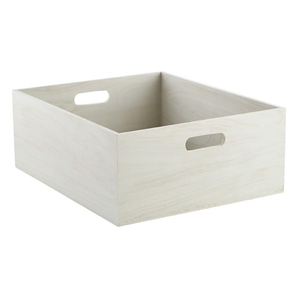 Whitewashed Wood Bin | The Container Store