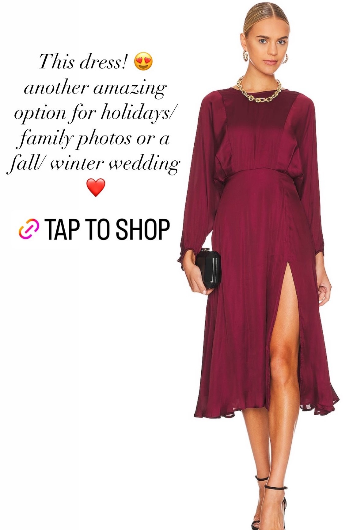 Such a gorgeous long sleeve slit dress in the color wine! So perfect for the holidays, family photos, or a fall/winter wedding guest dress ❤️

#LTKSeasonal #LTKcurves #LTKwedding