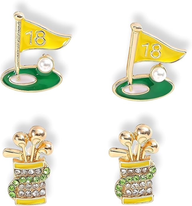 4 Pcs Golf Earrings Studs Sets for Women, Fashion Sports Earring Studs Stackable Golf Jewelry for... | Amazon (US)