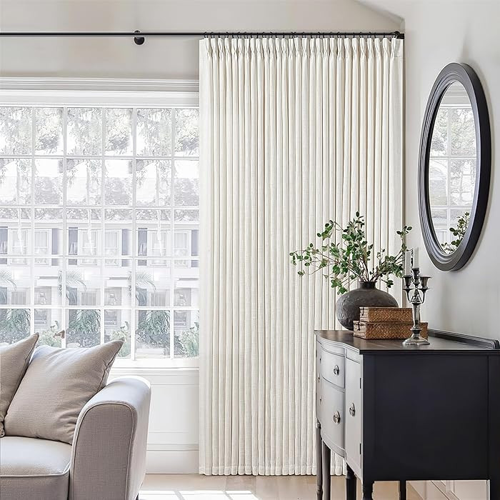 Memory Shape Trained Pinch Pleated Linen Curtains 100 Inches Long for Living Room Bedroom Custom ... | Amazon (US)