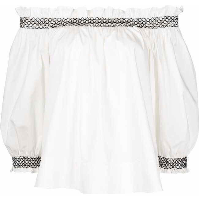Cynthia Rowley | Women's Summer Off Shoulder Top, (White, Size Medium) | Maisonette | Maisonette