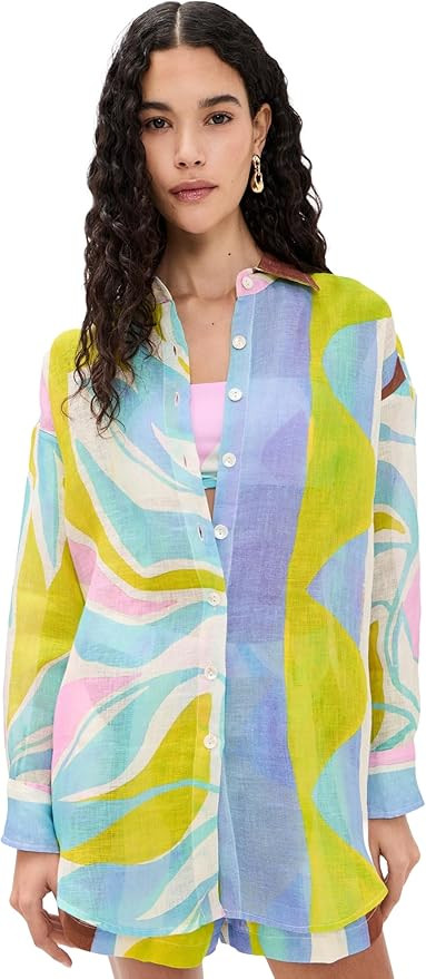 Vitamin A Women's Playa Boyfriend Shirt, Coast Colorblock, S at Amazon Women’s Clothing store | Amazon (US)