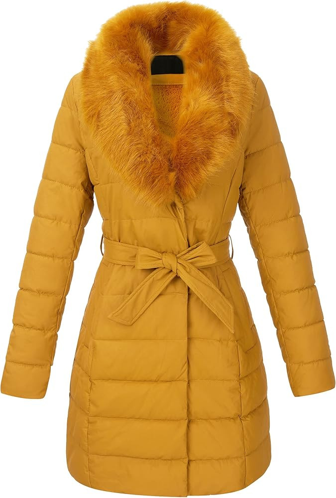 Bellivera Women's Puffer Jacket Faux Leather Bubble Padding Sherpa-Lined Coat with Removable Fur Collar | Amazon (US)