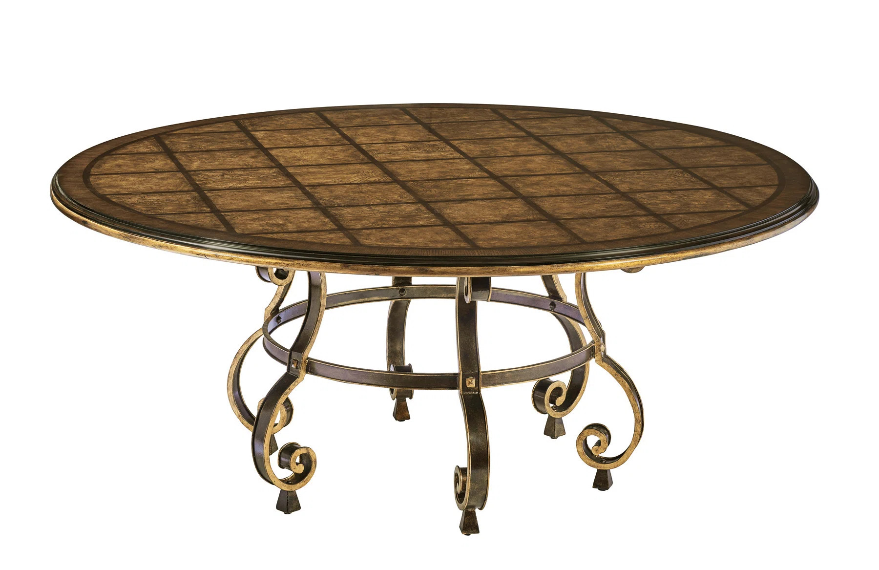 Sovereign Mahogany Round Solid Wood Top Metal Base Dining Table | Wayfair North America