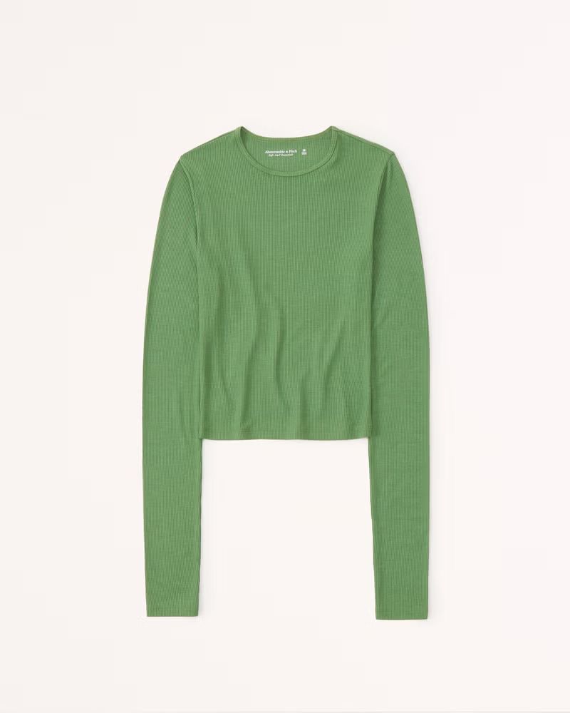 Long-Sleeve Featherweight Rib Top | Abercrombie & Fitch (US)