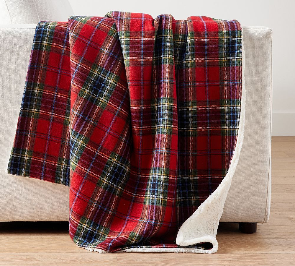 Stewart Plaid with Sherpa Back Throw | Pottery Barn (US)