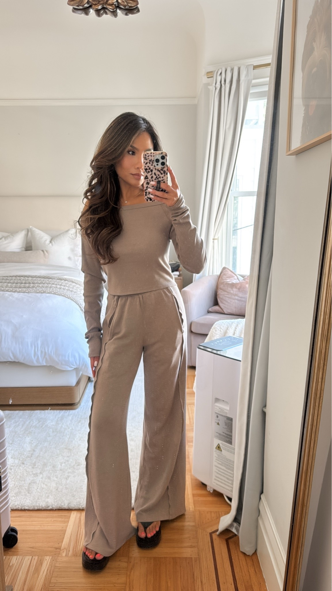 airport ootd ✈️ love a matching set for travel and this one is comfy and I love the off the shoulder top! 

tts, wearing xs

#LTKPetite #LTKootd