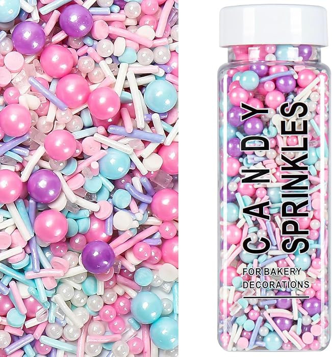 Pastel Sprinkles for Cake Decorating, Pink Purple Blue White Sprinkles | Amazon (US)
