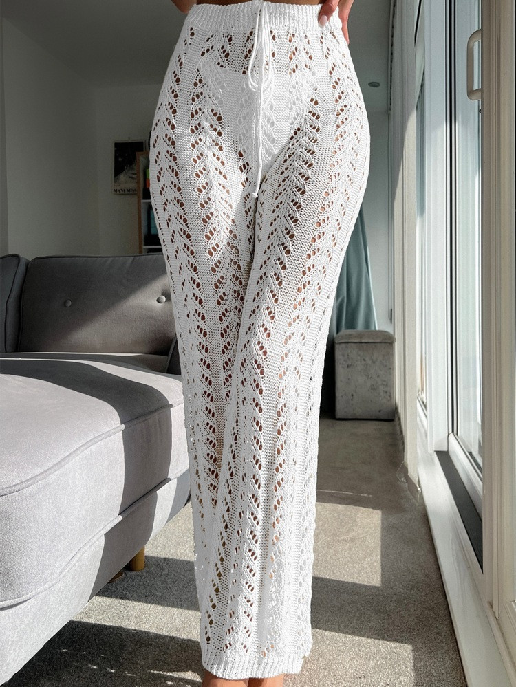 Hollow Out Tie Front Cover Up Pants Without Bikini Panty | SHEIN