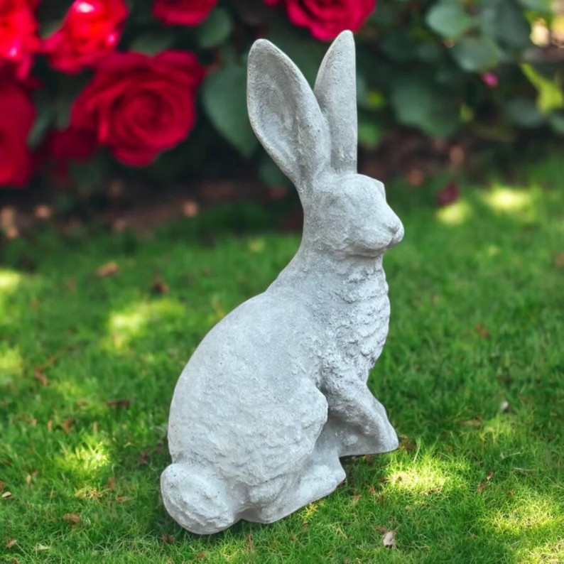 Concrete Bunny Sculpture Garden Statue Animals Lovers Sitting Rabbit Gift Idea Backyard Bunny Fig... | Etsy (US)