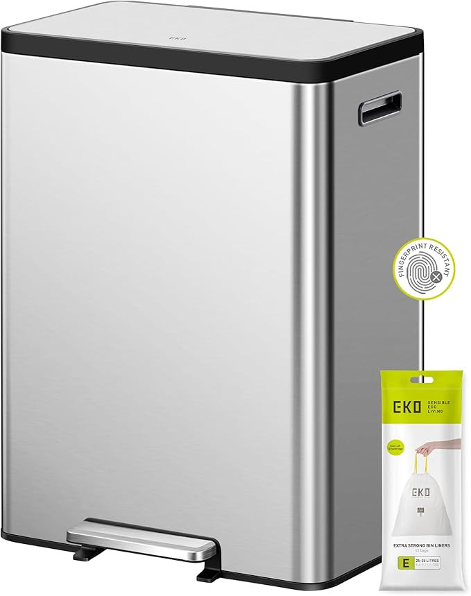 EKO EcoCasa II 36L+24L Dual Trash Can with Recycle Bin, Stainless Steel Garbage Can with Lid, Deo... | Amazon (US)