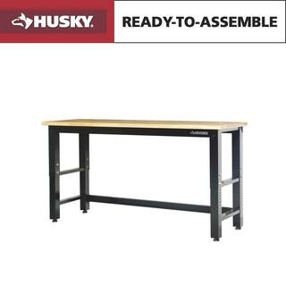 72 in. W x 24 in. D Adjustable Height Black Workbench for Ready to Assemble Steel Garage Storage System | The Home Depot
