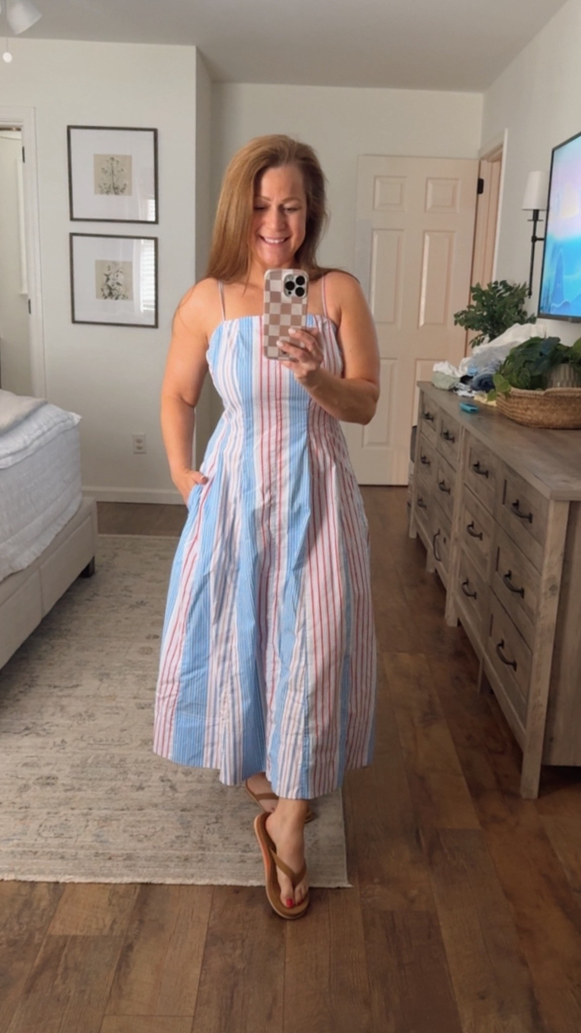 Red, white and blue striped dress 
Adjustable straps
Smocked and zipper back 
Lightweight and flowy- perfect Mother’s Day and all Summer long! 

#LTKMidsize #LTKPetite #LTKMothersDay
