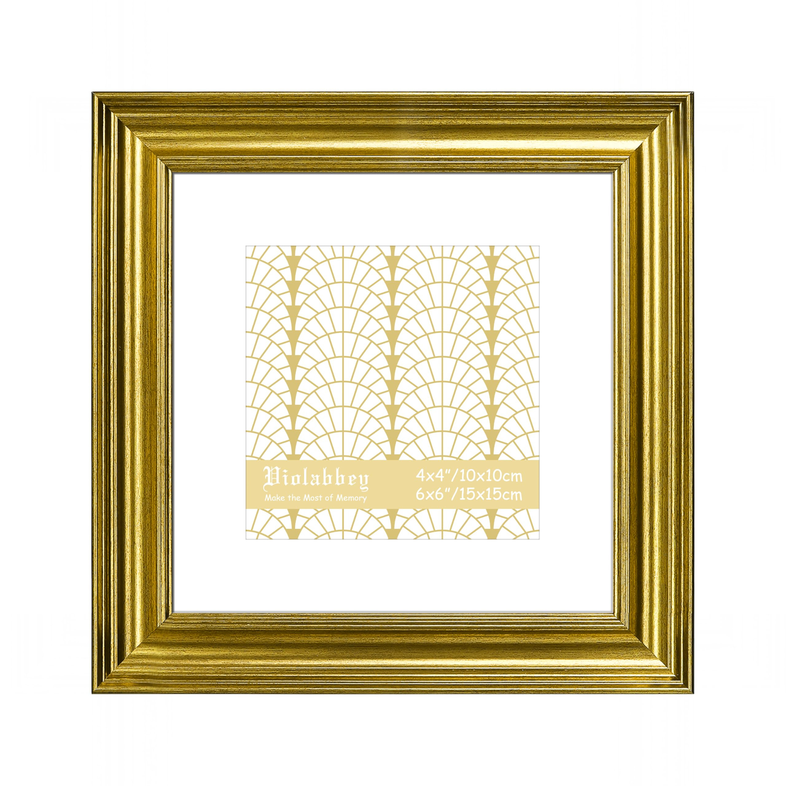 VIOLABBEY 6x6 Picture Frame Gold, Vintage Photo Frames Square, Fits Pictures 4x4 with Mat or 6 x ... | Amazon (US)